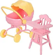 Doll Mini Stroller Set High Chair Toy Baby Carriage for Boys and Girls Realistic Design Portable Child-Safe