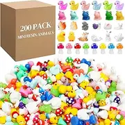 Barydat 200 Pieces Mini Resin Animals Figures Beach Miniatures Garden Accessories Tiny Resin Charm Duck to Pranks Hide Craft Miniature Toy Stuff for Party Gifts Dollhouse Garden Decoration (Animal)