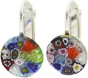 [Glass Of Venice] GlassOfVenice Murano Glass Millefiori Clip Earrings - Multicolor