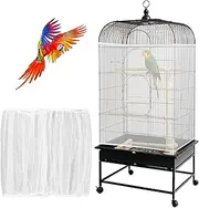 GEEHUA Bird Cage Seed Catcher, Adjustable Seed Catcher Guard Net Cover Soft Airy Cage Net Stretchy Mesh Skirt Cover for Parrot Macaw Parakeet Round Square Cages