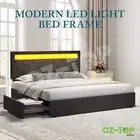 Bed Frame Double Size Base LED Bedroom Furniture Mattress Upholstered Platform