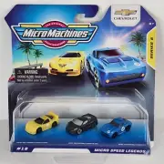 Micro Machines Speed Legends 3 car set Chevy Corvette C5R C8 & 1963 NEW