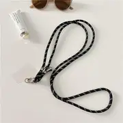 Rope Phone Lanyard with Lanyard Pad Black & White - One Size