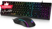 Gaming Keyboard & Mouse Combo - USB Backlit 104 Keys & 6400 DPI Wired Mouse
