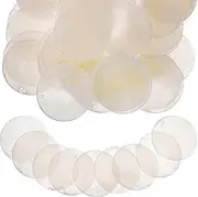 [TEHAUX] 50pcs Round Capiz Shells, Natural Sea Shells with 2 Hole Flat Shell Beads Round Shells Pieces Pearl Coin Beads Charms for Crafts Decor Wind Chimes Jewelry Making