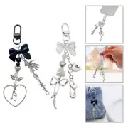 Cellphone Strap Bowknot Heart Pendant Phone Chain Beaded Ornament for Wallet Bag
