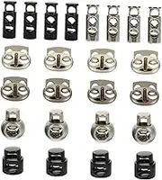 DOITOOL 24Pcs Metal Cord Locks for Drawstrings Durable Spring Fasteners for Lanyards Clothing and Bags Double Toggles for Shockproof and Elastic Cords Portable and Lightweight