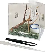 Jumping Spider Enclosure, Jumping Spider Habitat with Dropper Tongs Acrylic Reptile Breeding Box for Tarantula Scorpion Sling Isopods Invertebrates Insects Mantis Snake Gecko