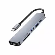 6-In-1 USB-C Hub Type C To 4K HDMI USB3.0 DP Adapter Docking Station Converter F