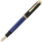 德國 PELIKAN百利金 SOUVERäN M800 帝王系列 18K金筆尖鋼筆-藍條金夾 活塞上墨