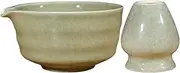 Sanfiyya Matcha Whisk Set, 2Pcs Ceramic Matcha Bowl with Spout & Whisk Holder, Practical Kit for Modern Lattes, and Tea Ceremonies