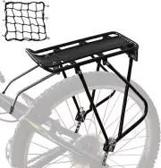 Bike Cargo Rack w/Bungee Cargo Net, Reflective Logo Universal Adjustable, 26-29"