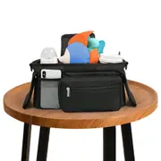 Universal Stroller Organizer with Cup Holder and Shoulder Strap-Black