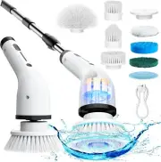 Cordless Waterproof Electric Spin Scrubber with 9 Heads - 2 Speeds & Extendab...