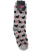 Hot Sox Crew Socks Women Boy Scottish Terrier Dog Scottie Red Heart Aberdeen NWT