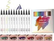 RoseFlower 12 Colors Matte Liquid Eyeliner Set Colorful Neon Eyeliner Pencil Retractable Eye Liners and Shadow Pencil Pigmented Waterproof Long Lasting Eye Liner Christmas Makeup Gift Kit for Women#1