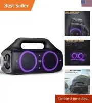 Portable Wireless Speaker with Lights - Stereo Loud Sound - IP67 - Deep Bass