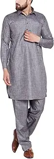 [Sojanya] Men's Cotton Linen Kurtas XX-Large Slate Grey