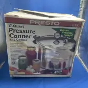 Vintage Presto Aluminum Deluxe 17qt Pressure Cooker Canner No 01750 w/Box New