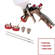 High quality LVLP Spray Gun 1.3mm R500 Air Spray Gun and 1.5mm,1.7mm,2.0mm Replaceable NozzlesFinish Painting Air Brush 1.3 1.7 2.0