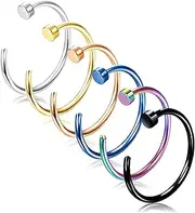 [Milacolato] G23 Titanium 18G 20G Nose Rings for Women Men 8mm 10mm 12mm Nose Ring Hoop Disc Hypoallergenic Nostril Body Piercing Jewelry Rings Unisex