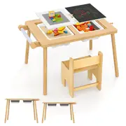 Costway Activity Table Sensory Table Chair Set w/Foldable Bins for Sand/Water & Paper Roll for Play Study Multi