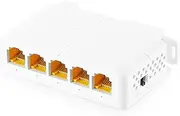 Gigabit PoE Passthrough Switch, 1 PoE in 4 Out POE Extender, IEEE802.3af/at/bt poe Powered 90W, 10/100/1000Mbps Ethernet, Din Rail & Wall Mount Plug and Play