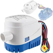 Boat Automatic Bilge Pump with Auto Switch Submersible Water Pump Fresh or Sea Water 1100GPH 12V Water Marine Submersible Auto Float Switch for Camping Small Swimming Pool and Fountains