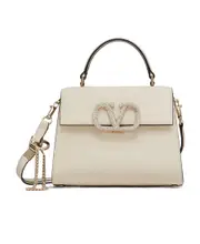 Valentino Vsling Logo Embellished Small Top Handle Bag One size Light ivory white