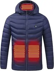 BOXIACEY Heated Jackets for Men Women Rechargeable USB Charging Electric Body Warmer Hooded Winter Outdoor Heating Coat