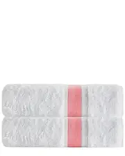 DePera Home Set of 2 Unique Salmon Stripe Turkish Cotton Bath Towels