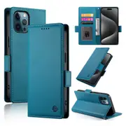 Wallet Case for IPhone 12 Pro Max,Slim Protective Shockproof Case With Card Holder,Premium PU Leather Kickstand-Blue