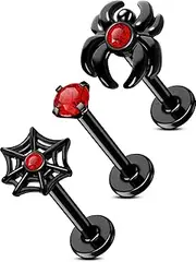 [OUFER] 16G Lip Rings, 316L Stainless Steel Lip Piercing Jewelry, Internally Threaded Spider Labret Lip Jewelry, Helix Piercing Jewelry, Lip Rings For Women Men