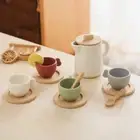 Silicone Afternoon Tea Set Wooden Mini Kitchen Utensils Kids Gifts