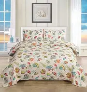 CHESITY Beach Quilts Set Twin Size Ocean Bedspread Lightweight Coastal Quilt Reversible Bedding Cover Nautical Coverlet Set Seashell Conch Beach Comforter Cover Conch Sheet(68"x86")