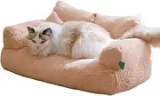 Calming Pet Sofa, Soft Calming Cat Sofa Beds, Calming Pet Sofa, Washable Puppy Sleeping Bed Cat Couch Pet Sofa Bed, Calming Pet Sofa for Small, Medium Dogs,M,Beige