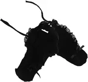 [SAFIGLE] 1 Pair Cute Lace Socks Lace No Show Socks Cotton Black