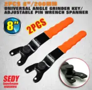 2 x 20cm ANGLE GRINDER KEY ADJUSTABLE WRENCH 4 ALL NUTS 2 PIN SPANNER