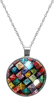[Diusye] Necklaces for Women, Colorful Dice Blocks Print Stainless Steel Pendant Necklace Jewelry Birthday Anniversary Wife Girls Friends Gift