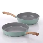 NEOFLAM Retro Green Wok Pan Set, Nonstick Ceramic Coating Induction Skillet