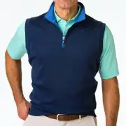 New Fairway & Greene Tech Solid 1/4 Zip Vest Marine C11513 Pick Size