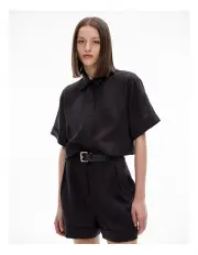 [Witchery] Linen Crop Shirt in Black