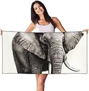 JHLMN Microfiber Sand Free Beach Towel Thin Quick Dry Super Absorbent Large Lightweight Towels Ultra Soft Bath Towels Elephant Sketch Compact Gym Towel for Adult Travel Camping Gift