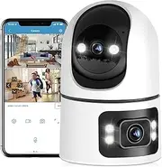 WiFi Security Camera Indoor, 360°Dual Lens Home Surveillance IP Camera CCTV with Humanoid Detection, Auto Cruise Nanny Pet Dog Cam, 2.4&5GHz Dual WiFi Baby Monitor with Audio Alarm