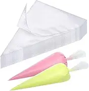 Soodyoow 100 Piece Icing Bag Set, 31 x 21 cm Large Icing Bag Set, Disposable Piping Bags, Professional Piping Bags for Decorating Pastries, Cakes, Biscuits, Cupcakes (Transparent)