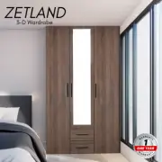 Priceworth Zetland 3-D Wardrobe Walnut Door and White Body