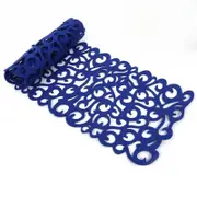 Catzon Rectangle Hollow Out Felt Table Runners Desk Mat for Home-Blue