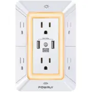 Multi Plug Outlet Surge Protector - POWRUI 6 Outlet Extender with 3 USB Ports