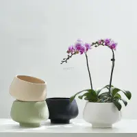 在飛比找蝦皮購物優惠-⚡莫兰迪色系陶瓷花盆 盆栽 陶盆花器 圓形盆器 景观植物盆 