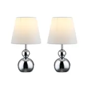 Elvin Classic Minimalist Touch Iron Table Lamp Light Fabric Shade - Chrome and White